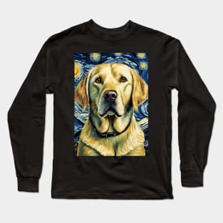 Labrador Retriever Dog Breed in a Van Gogh Starry Night Art Style Long Sleeve T-Shirt